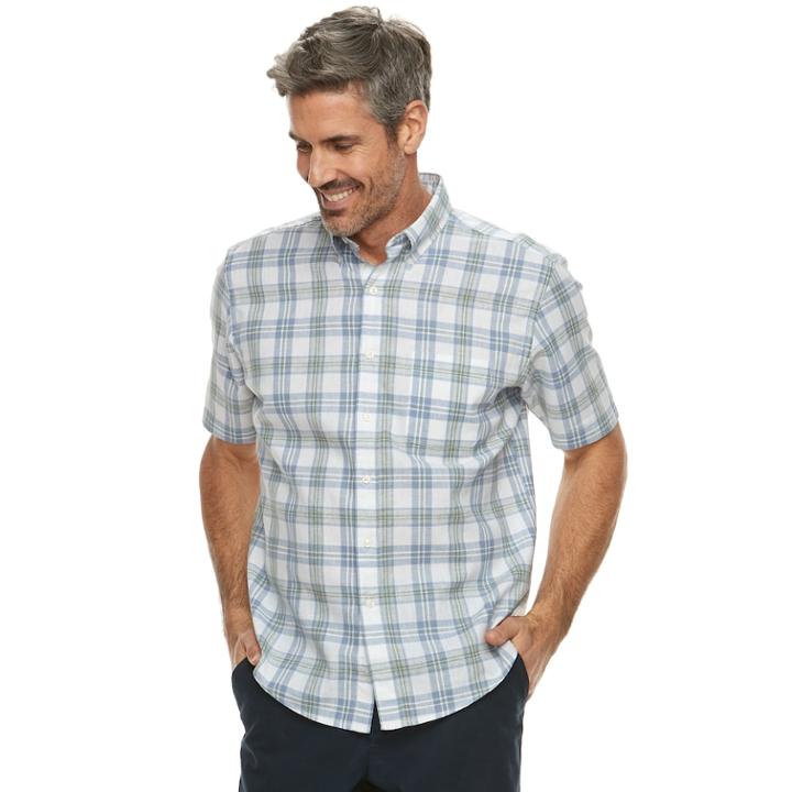 Men's Croft & Barrow&reg; Classic-fit Linen-blend Button-down Shirt, Size: Small, White