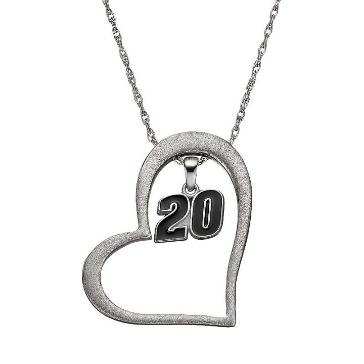 Insignia Collection Nascar Matt Kenseth 20 Stainless Steel Heart Pendant Necklace, Women's, Size: 18, Grey