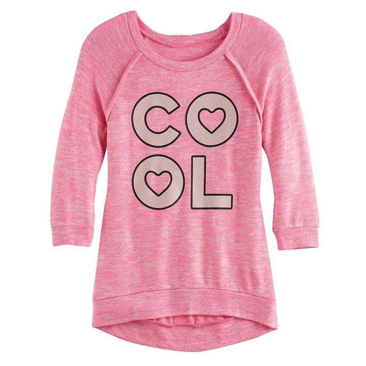 Girls 7-16 & Plus Size Miss Chievous 3/4 Hatchi Graphic Top, Size: L Plus, Brt Pink