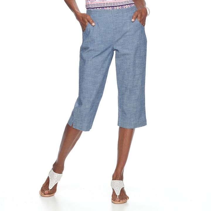 Women's Croft & Barrow&reg; Pull-on Sheeting Capris, Size: Xxl, Med Blue