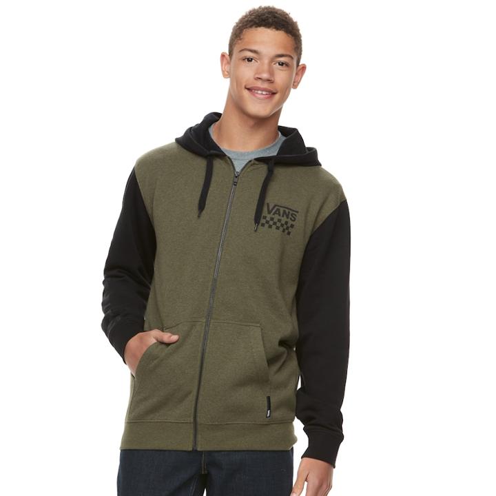 Men's Vans Stamped Full-zip Hoodie, Size: Large, Dark Green
