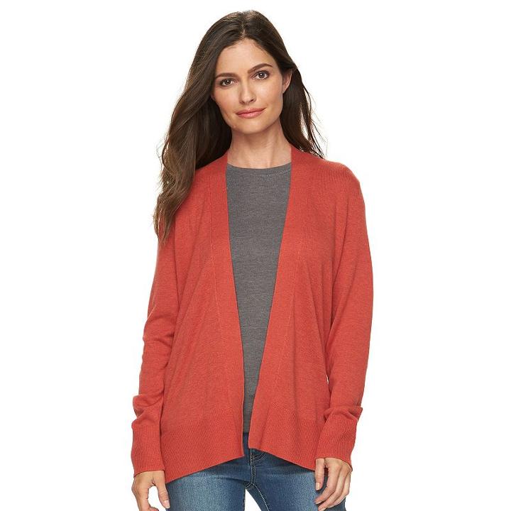 Women's Croft & Barrow&reg; Essential Open Front Cardigan, Size: Xxl, Med Orange