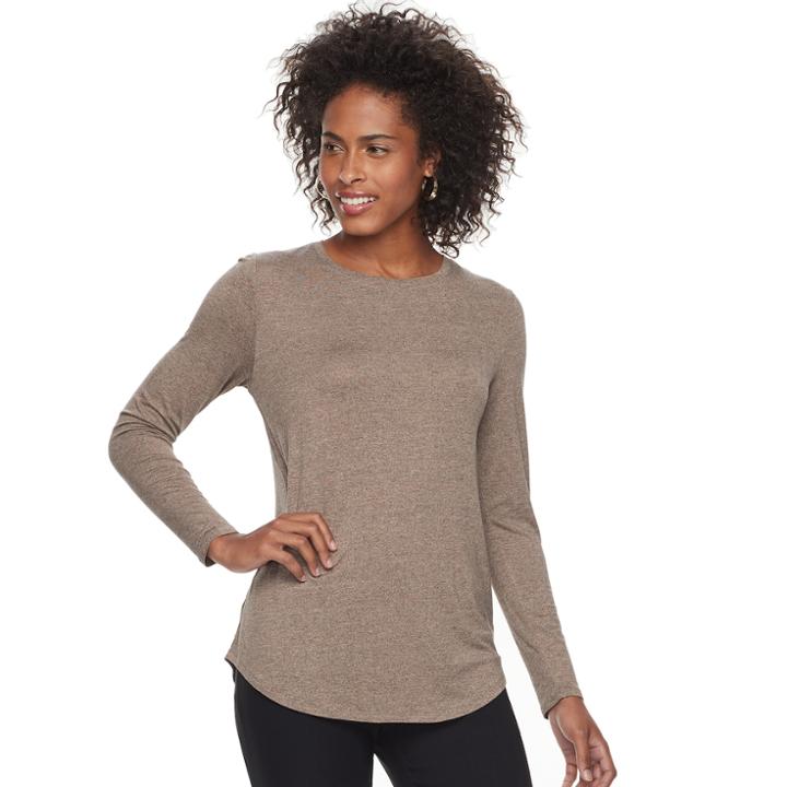 Women's Apt. 9&reg; Essential Crewneck Tee, Size: Xs, Dark Beige