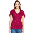 Women's Izod Slit-sleeve Knot Tee, Size: Large, Purple