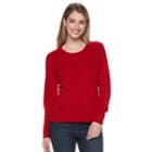 Women's Napa Valley Crewneck Cable-knit Sweater, Size: Xl, Red
