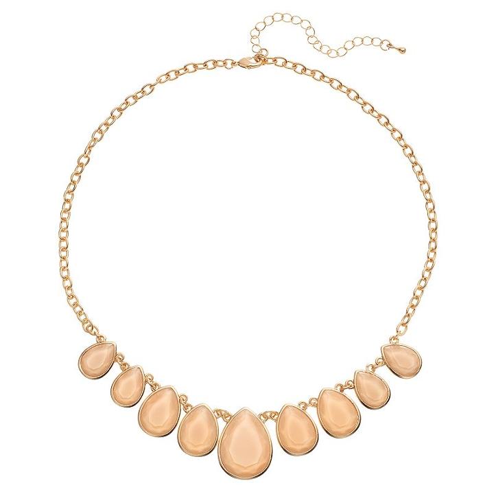 Mudd&reg; Peach Graduated Teardrop Necklace, Women's, Gold