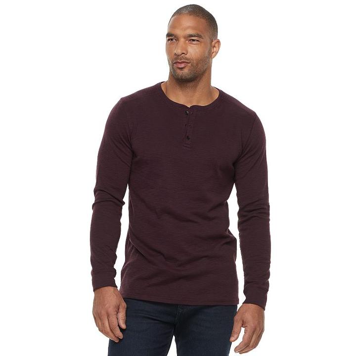 Big & Tall Apt. 9&reg; Premier Flex Slubbed Henley, Men's, Size: Xxl Tall, Purple