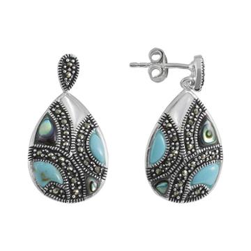 Le Vieux Marcasite Silver-plated Teardrop Earrings, Women's, White