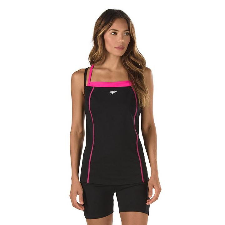 Women's Speedo Double-strap Tankini Top, Size: 10, Brt Pink