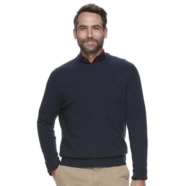 Men's Croft & Barrow&reg; Classic-fit Stretch Crewneck Sweater, Size: Medium, Dark Blue