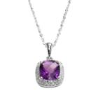 14k White Gold Amethyst And Diamond Accent Frame Pendant, Women's, Size: 18, Purple