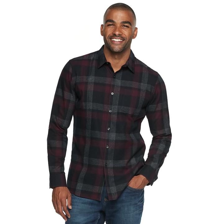 Men's Marc Anthony Slim-fit Soft Touch Flannel Button-down Shirt, Size: Xxl, Red