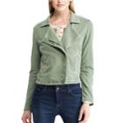 Women's Chaps French Terry Moto Jacket, Size: Medium, Green