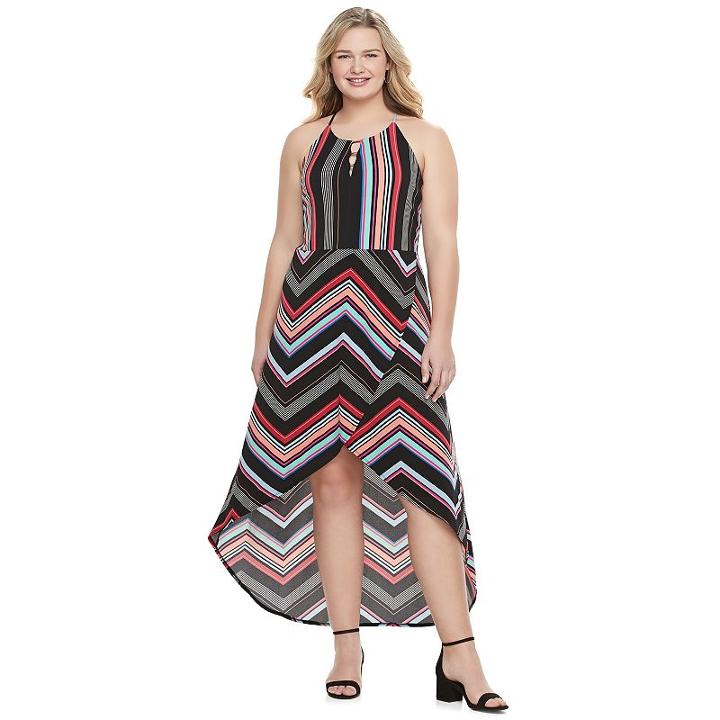 Juniors' Plus Size Candie's&reg; Print Petal Hem Halter Dress, Girl's, Size: 3xl, Black