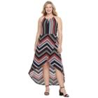 Juniors' Plus Size Candie's&reg; Print Petal Hem Halter Dress, Girl's, Size: 3xl, Black