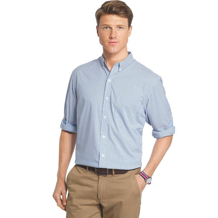 Men's Izod Classic-fit Striped Stretch Button-down Shirt, Size: Xxl, Blue Other