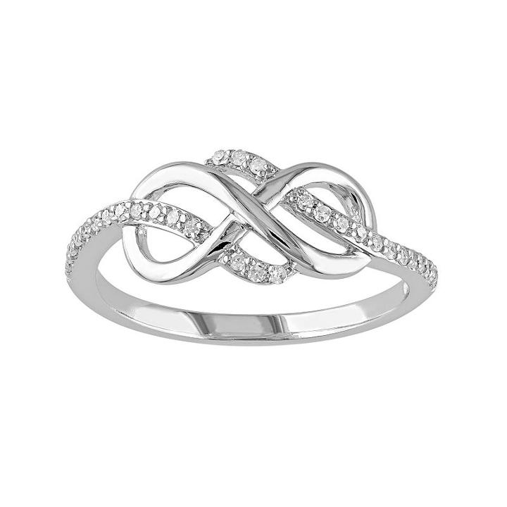 1/8 Carat T.w. 10k White Gold Infinity Ring, Women's, Size: 5