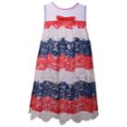 Girls 7-16 Bonnie Jean Americana Lace Dress, Size: 7, Red