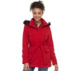 Juniors' Urban Republic Faux-fur Hood Fleece Coat, Teens, Size: Small, Red