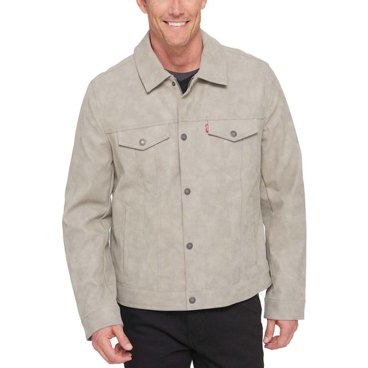 Men's Levi's Faux-leather Trucker Jacket, Size: Xl, Med Grey