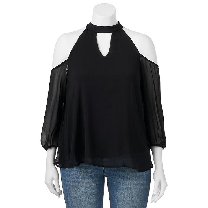 Juniors' Plus Size Heartsoul Choker Cold-shoulder Top, Girl's, Size: 2xl, Black