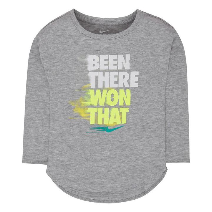 Girls 4-6x Nike Gray Been There Won That Curved High-low Graphic Tee, Girl's, Size: 6x, Grey Other