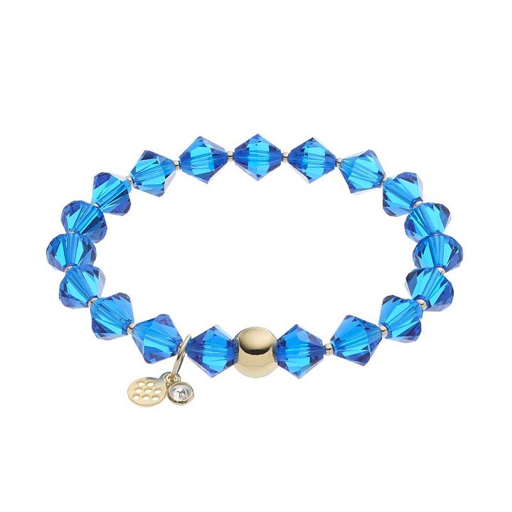 Tfs Jewelry 14k Gold Over Silver Blue Crystal Stretch Bracelet, Women's, Size: 7
