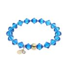 Tfs Jewelry 14k Gold Over Silver Blue Crystal Stretch Bracelet, Women's, Size: 7