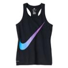 Girls 7-16 Nike Dri-fit Ombre Swoosh Graphic Racerback Tank Top, Girl's, Size: Large, Grey (charcoal)