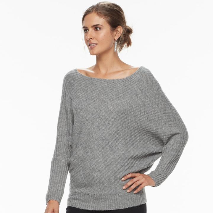 Women's Jennifer Lopez Ribbed Dolman Sweater, Size: Xs, Grey