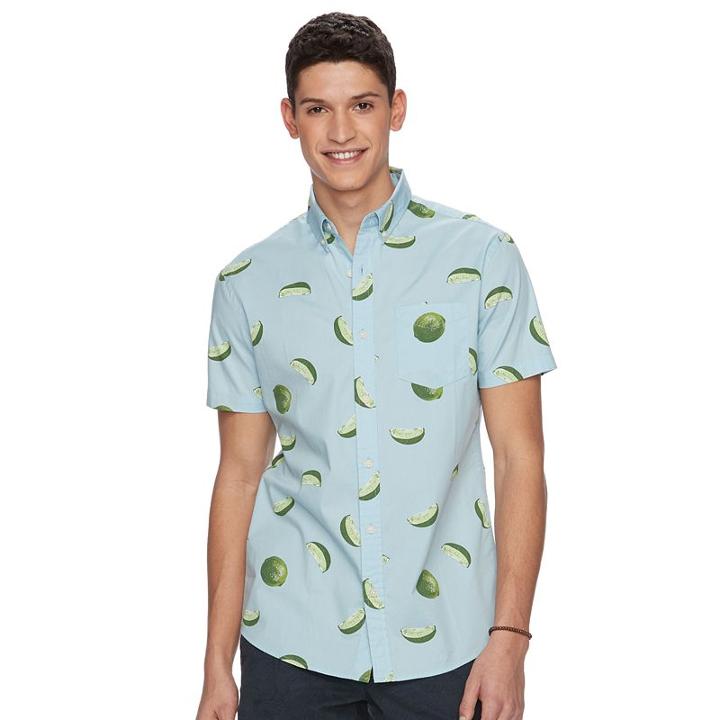 Men's Urban Pipeline&reg; Maxflex Print Button-down Shirt, Size: Xxl, Med Blue