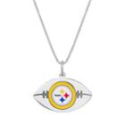 Sterling Silver Pittsburh Steelers Football Pendant Necklace, Women's, Size: 24, Grey