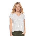 Women's Sonoma Goods For Life&trade; Pintuck Tassel Tee, Size: Large, White