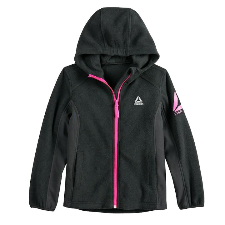 Girls 7-16 Reebok Polar Fleece Midweight Jacket, Size: 7-8, Black