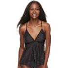 Women's Apt. 9&reg; Tummy Slimmer Crochet Flyaway Tankini Top, Size: Small, Black