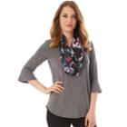 Women's Apt. 9&reg; Bell Sleeve Tee & Scarf Set, Size: Medium, Grey (charcoal)