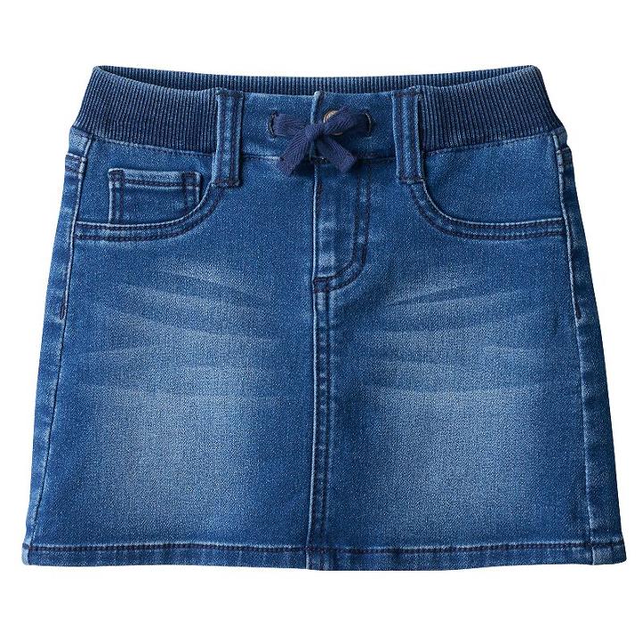 Girls 4-12 Sonoma Goods For Life&trade; Ribbed Waist Jean Skort, Girl's, Size: 10, Med Blue