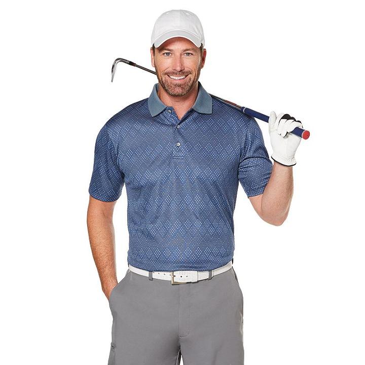 Men's Grand Slam Regular-fit Space-dyed Jacquard Performance Golf Polo, Size: Large, Blue (navy)