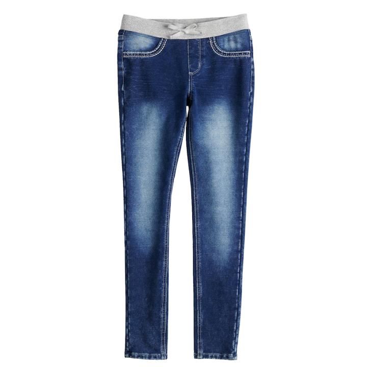 Girls 7-16 & Plus Size So&reg; Ribbed Waist Jeggings, Size: 16 1/2, Med Blue
