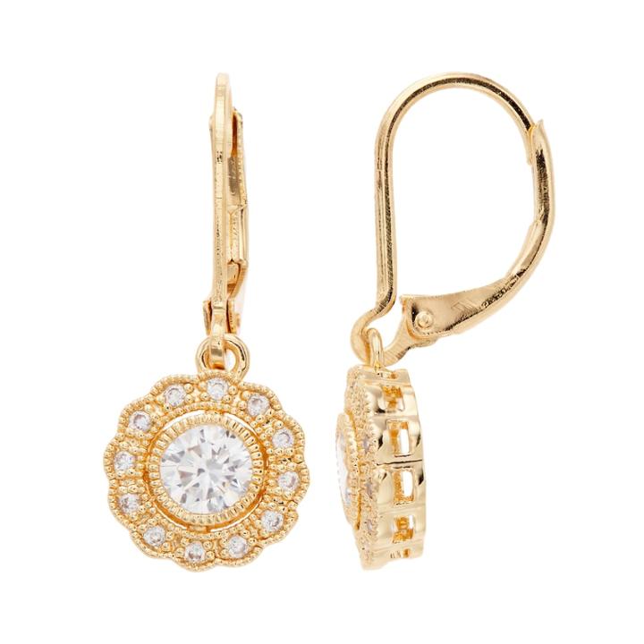 Napier Cubic Zirconia Flower Drop Earrings, Women's, Gold