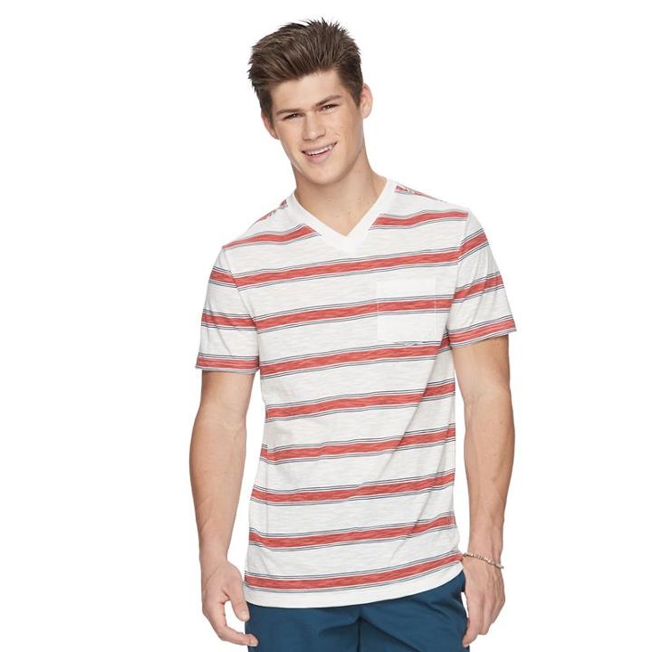 Men's Urban Pipeline&reg; Slub Striped Tee, Size: Large, Med Red