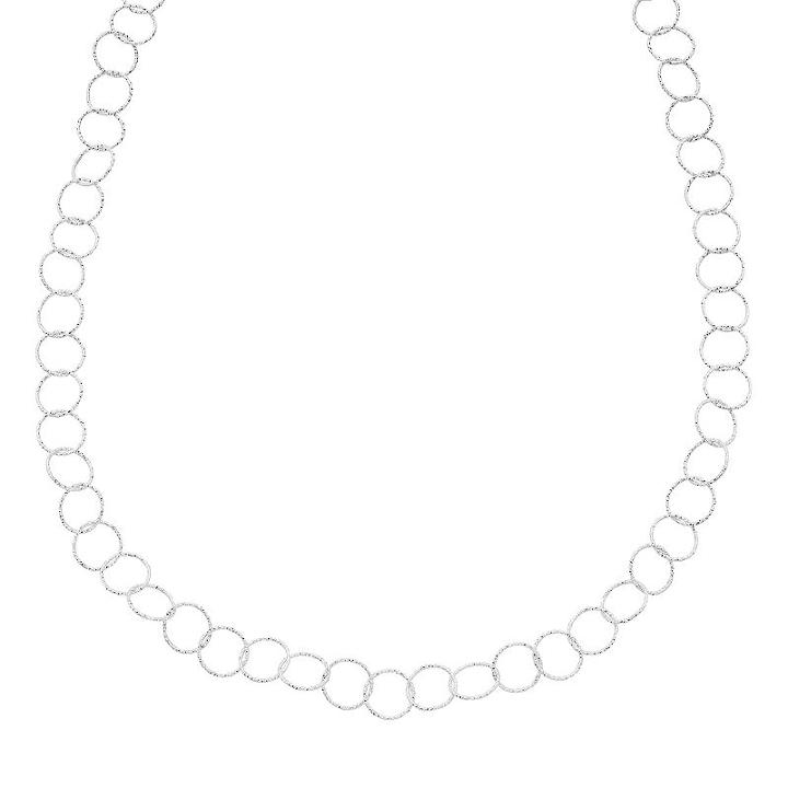 Sterling Silver Circle Link Necklace, Women's, Size: 24, Grey