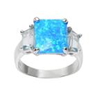 Journee Collection Simulated Opal And Cubic Zirconia Sterling Silver 3-stone Ring, Women's, Size: 8, Multicolor