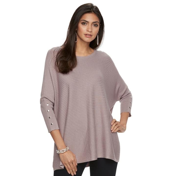 Women's Jennifer Lopez Ribbed Caftan Sweater, Size: L/xl, Brt Purple