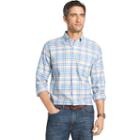 Men's Izod Newport Plaid Button-down Shirt, Size: Medium, Brt Blue