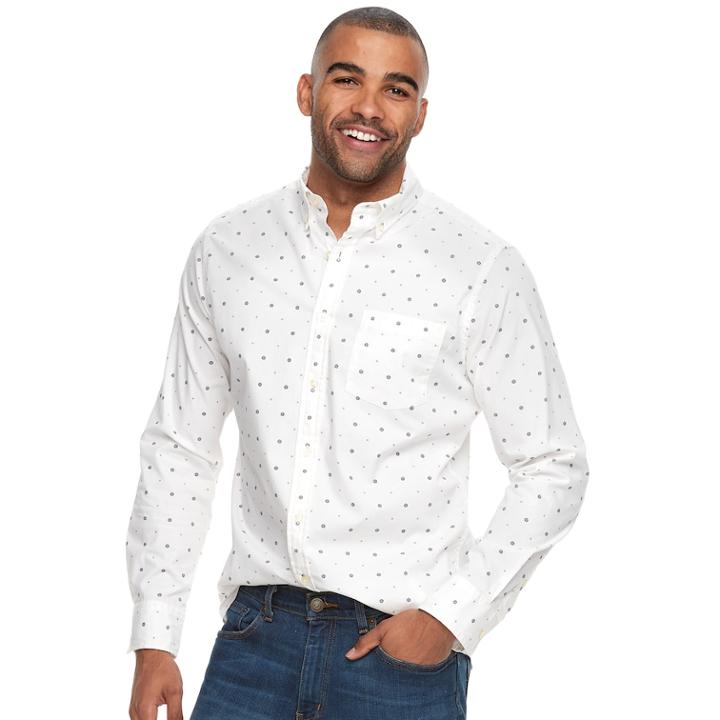 Men's Sonoma Goods For Life&trade; Flexwear Modern-fit Stretch Poplin Button-down Shirt, Size: Xxl, White