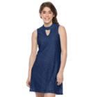 Juniors' Lily Rose Lace Cutout Shift Dress, Girl's, Size: Large, Blue (navy)