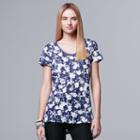 Women's Simply Vera Vera Wang Crinkle Tee, Size: Xl, Dark Blue