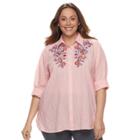 Plus Size Sonoma Goods For Life&trade; Essential Shirt, Women's, Size: 3xl, Brt Pink