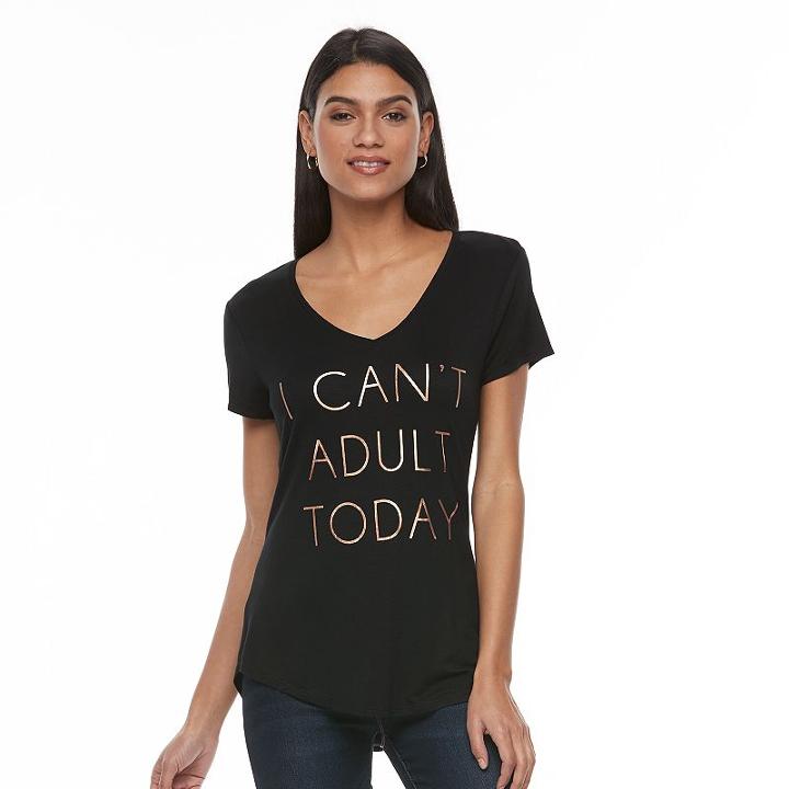 Apt. 9, Women's &reg; V-neck Graphic Tee, Size: Small, Oxford